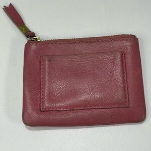 Madewell Leather Pocket Pouch Wallet Card Purse Dark Pink Small 4x5'' Preppy